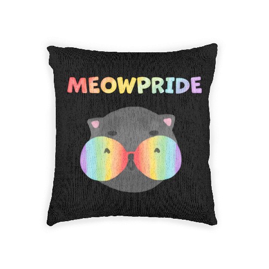 Meow Pride with Cat Design Woven Pillows for Pride Month