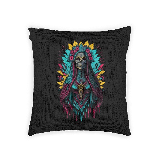 Santa Muerte de Guadalupe Woven Pillows