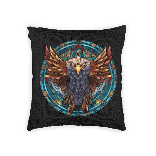 Stained Glass Eagle (2 of 4) Woven Pillows