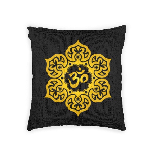 Yellow Lotus Yoga Om Woven Pillows