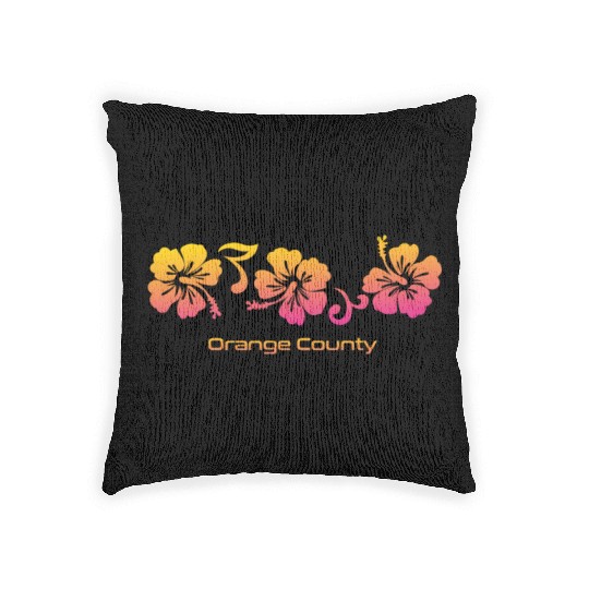 Orange County California Hibiscus Souvenir Woven Pillows