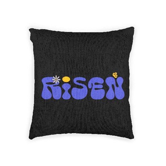 He Is Risen Groovy Christian Easter Woven Pillows
