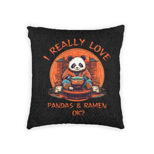 Kawaii Anime Panda Otaku Japanese Ramen Noodles Woven Pillows