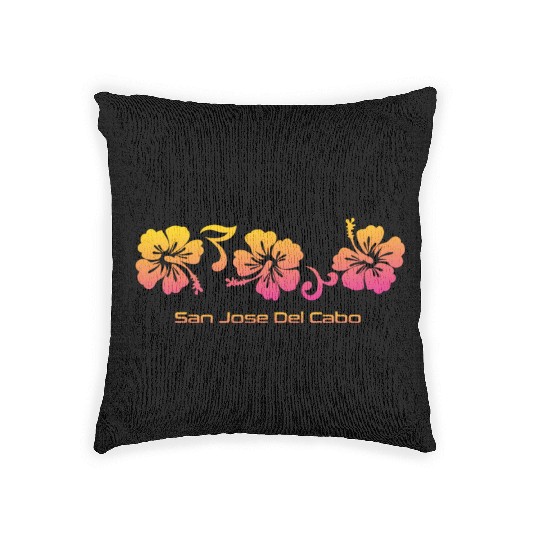 San Jose Del Cabo Mexico Hibiscus Souvenir Woven Pillows