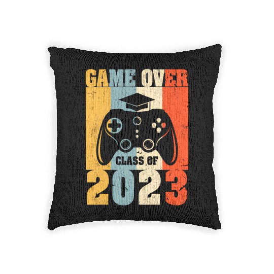 Game Over Class Of 2023 Senior Graduation Gamer Woven Pillows