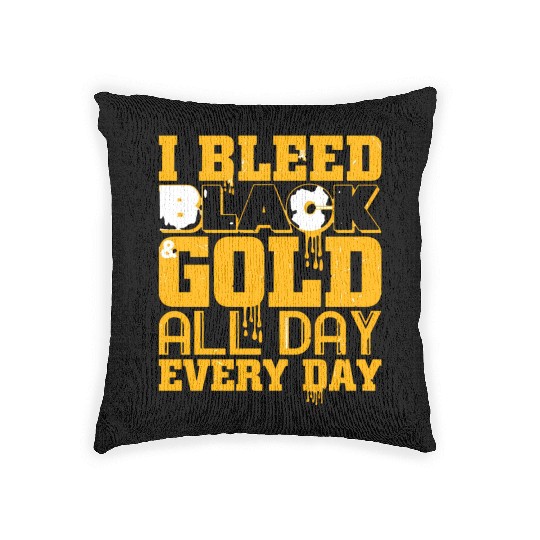 I Bleed Black And Gold Woven Pillows