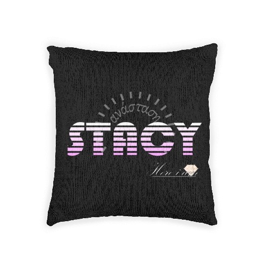 Stacy pink white, etymology of Greek origin. Woven Pillows