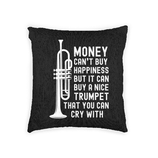 Funny Money Happiness Trumpet Player Joke Music Woven Pillows