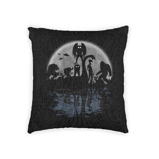 Bigfoot Loch Ness Monster Moth And Aliens Cryptid Woven Pillows