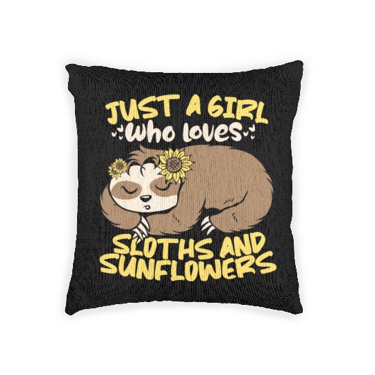 Sloth Cute Sloth Sunflower Woven Pillows