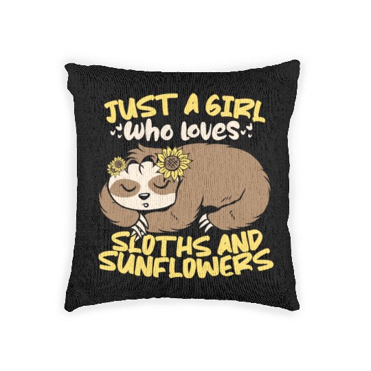 Sloth Cute Sloth Sunflower Woven Pillows