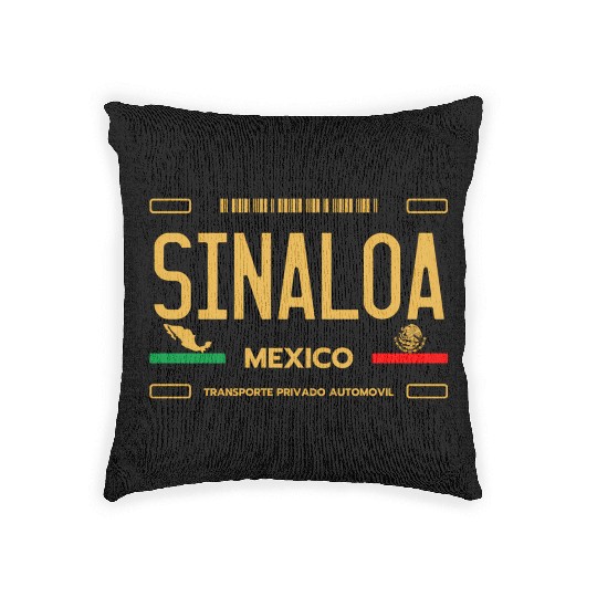 Sinaloa Meco License Plate Aesthetic Sinaloa Woven Pillows