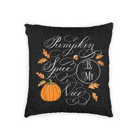 Pumpkin Spice is My Vice Fall Autumn Leaves Woven Pillows