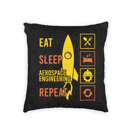 Eat sleep aerospace engineering repeat rocket Woven Pillows