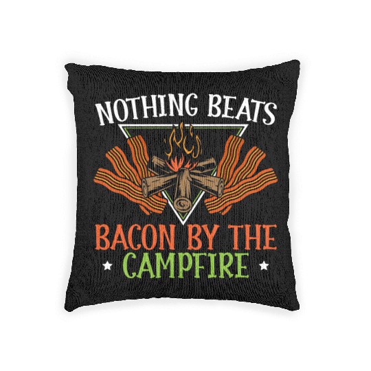 Camping And Bacon Meat Camp Camper I Love Bacon Woven Pillows