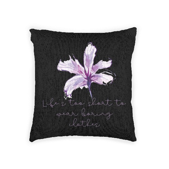 Purple Lily Flower surprise with quote Woven Pillows