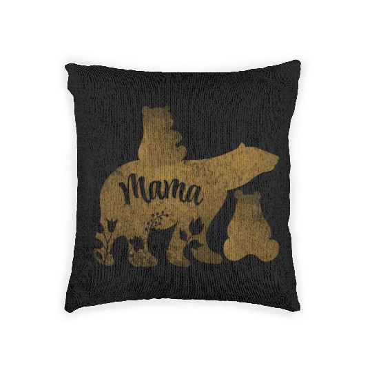 Mama Bear With 2 Cubs Mom of Two Woven Pillows