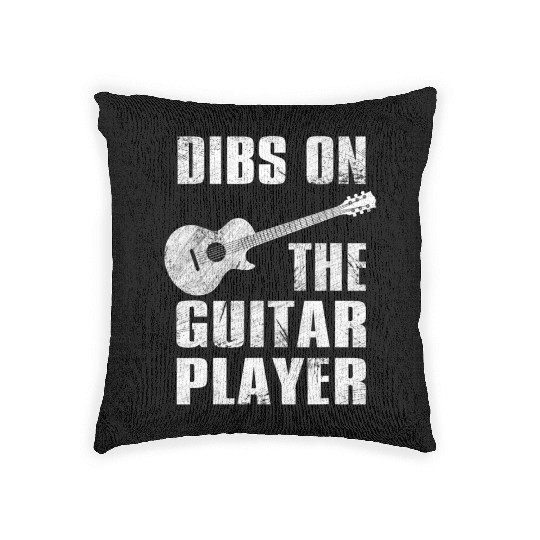Dibs On The Guitar Player Funny Guitarist Lover Woven Pillows
