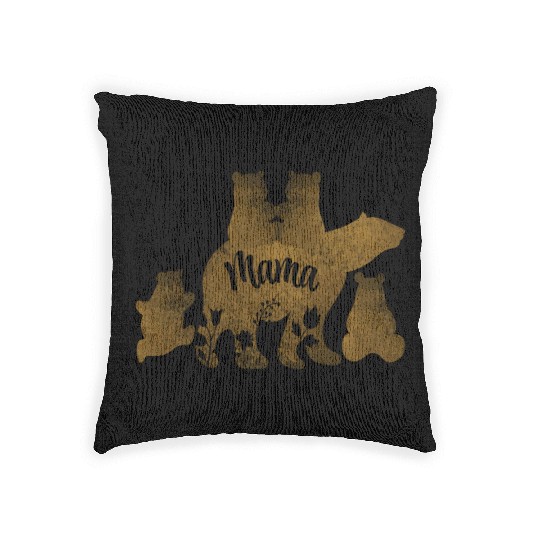 Mama Bear With 4 Cubs Mom of Four Children Gift Woven Pillows