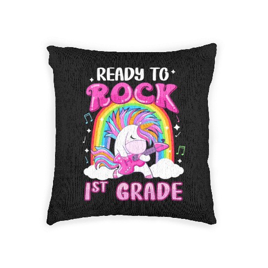 Rocking 1St Grade Electric Guitar Unicorn Rainbow Woven Pillows