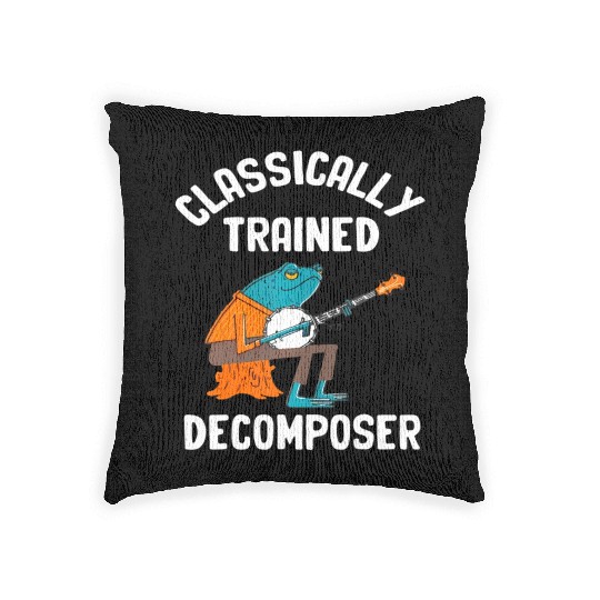 Classically Trained Decomposer Funny Frog Playing Woven Pillows