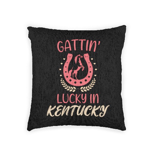 Gattinâ€™ Lucky In Kentucky Horse Racing Derby Woven Pillows