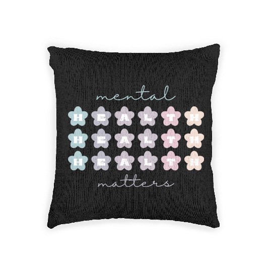 Mental Health Matters | Retro Flowers French Gray Woven Pillows