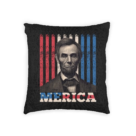 Merica Lincoln Independence Day Party 4th July Woven Pillows