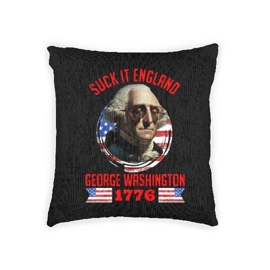 George Washington 1776 Suck it England USA Woven Pillows