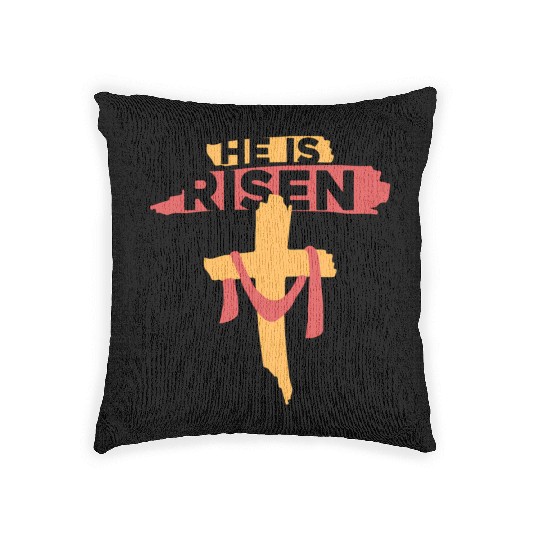 He Is Risen Christian Easter Woven Pillows