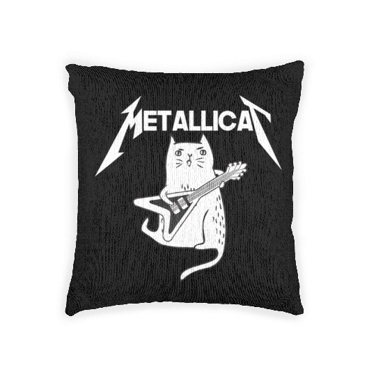 Mettalicat Rock Band Guitar Funny Christmas Woven Pillows