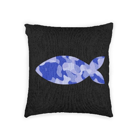 Fish blue camo Woven Pillows