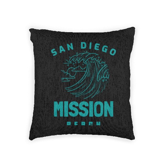 Beautiful Mission Beach San Diego California Woven Pillows