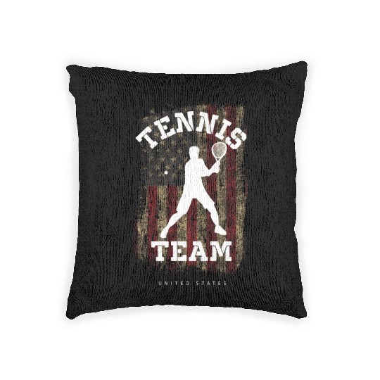 Tennis United States Flag Team Tennis Player Woven Pillows