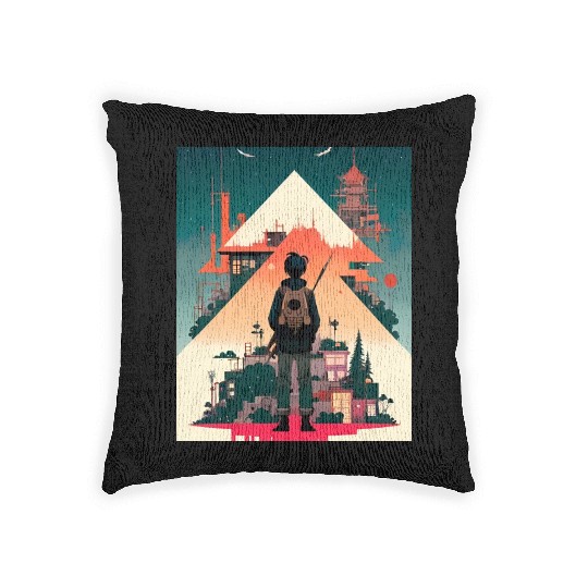 Starry Night Sky and Urban Vistas Woven Pillows