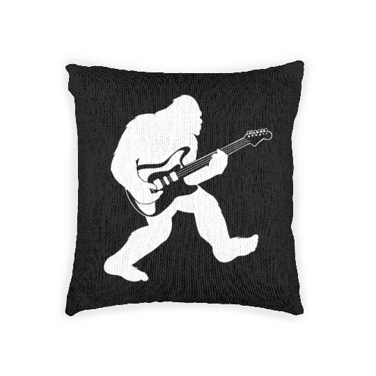 Bigfoot playing electric guitar Woven Pillows