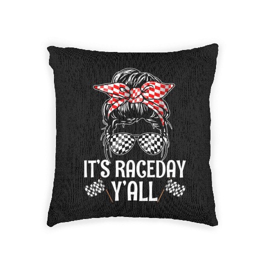 It'S Race Day Y'All Checkered Flag Racing Messy Woven Pillows