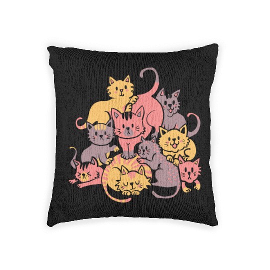 Cats Pile Mountain Of Cute Kittens Woven Pillows