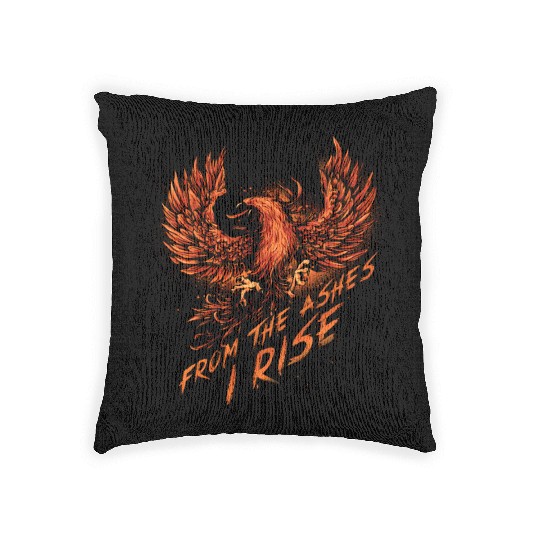 From The Ashes I Rise Motivational Phoenix Woven Pillows