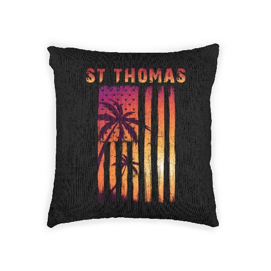 St Thomas Us Virgin Islands Patriotic Flag Woven Pillows