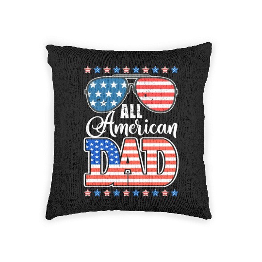 All American Dad Usa Sunglasses Flag Father's Day Woven Pillows