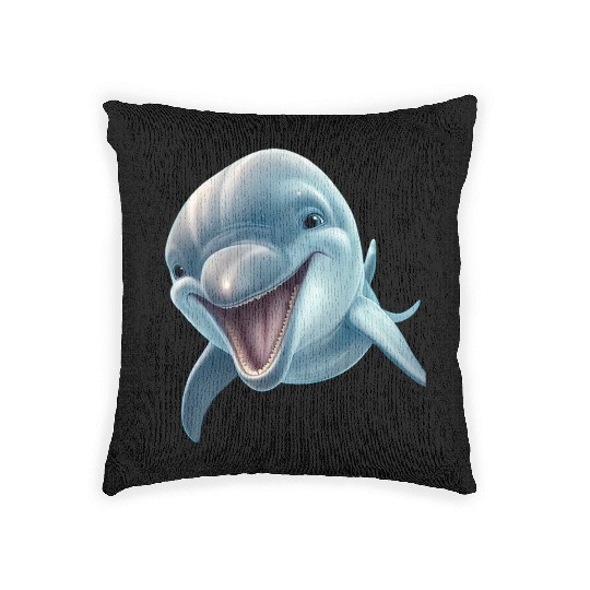 Sunny Delphinia: Joyful Dolphin's Paradise Woven Pillows