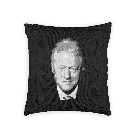 Bill Clinton Grayscale Pop Art Woven Pillows