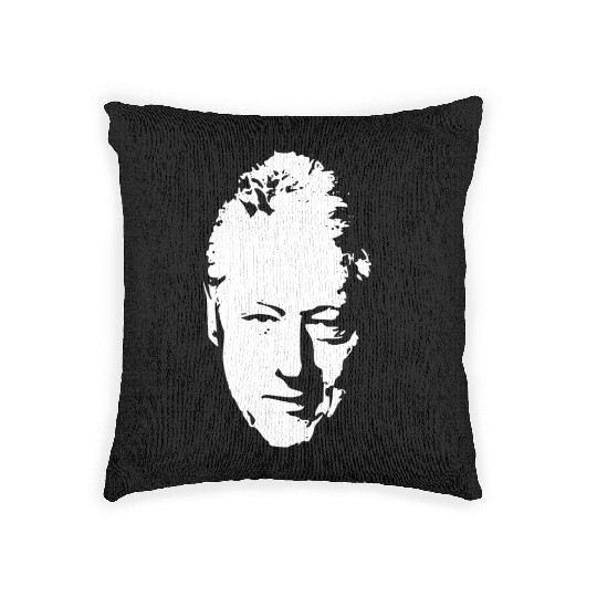 Bill Clinton White On Black Pop Art Woven Pillows