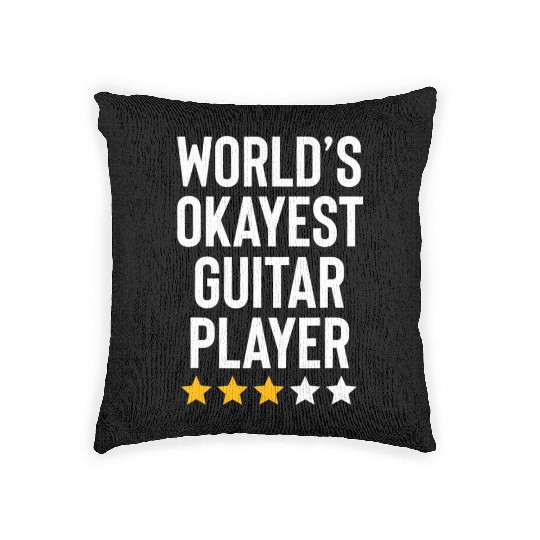 Worlds Okayest Guitar Player Music Lover Funny Woven Pillows