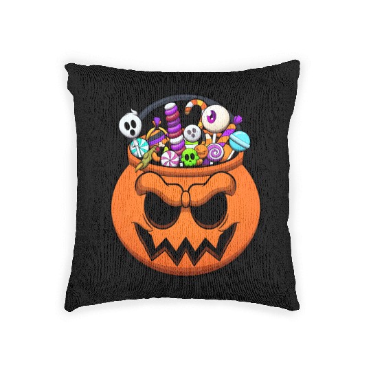 Halloween Trick Or Treat Candy Woven Pillows
