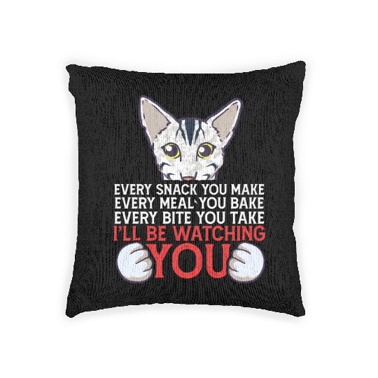 I'Ll Be Watching You Oriental Cat Owner Woven Pillows