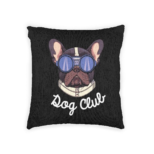 Frenchie Dog Club Pilot Dog Lover Frenchie Woven Pillows