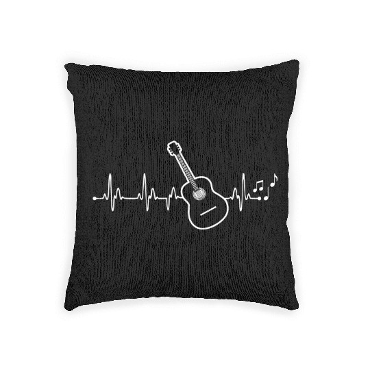 Acoustic Guitar Heartbeat Heartbeat Guitar Player Woven Pillows