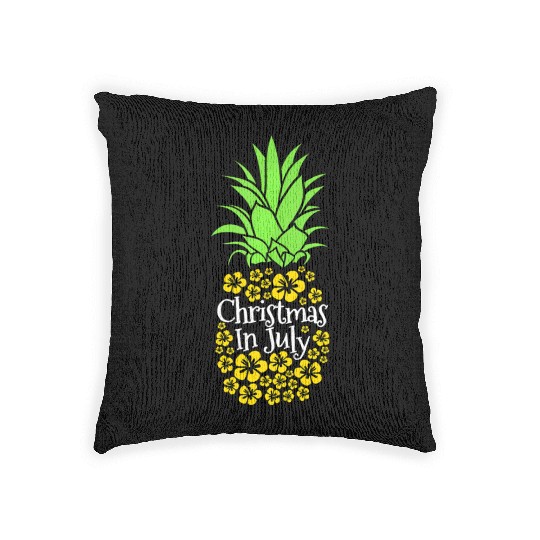 Christmas In July Funny Summer Vacation Pineapple Woven Pillows